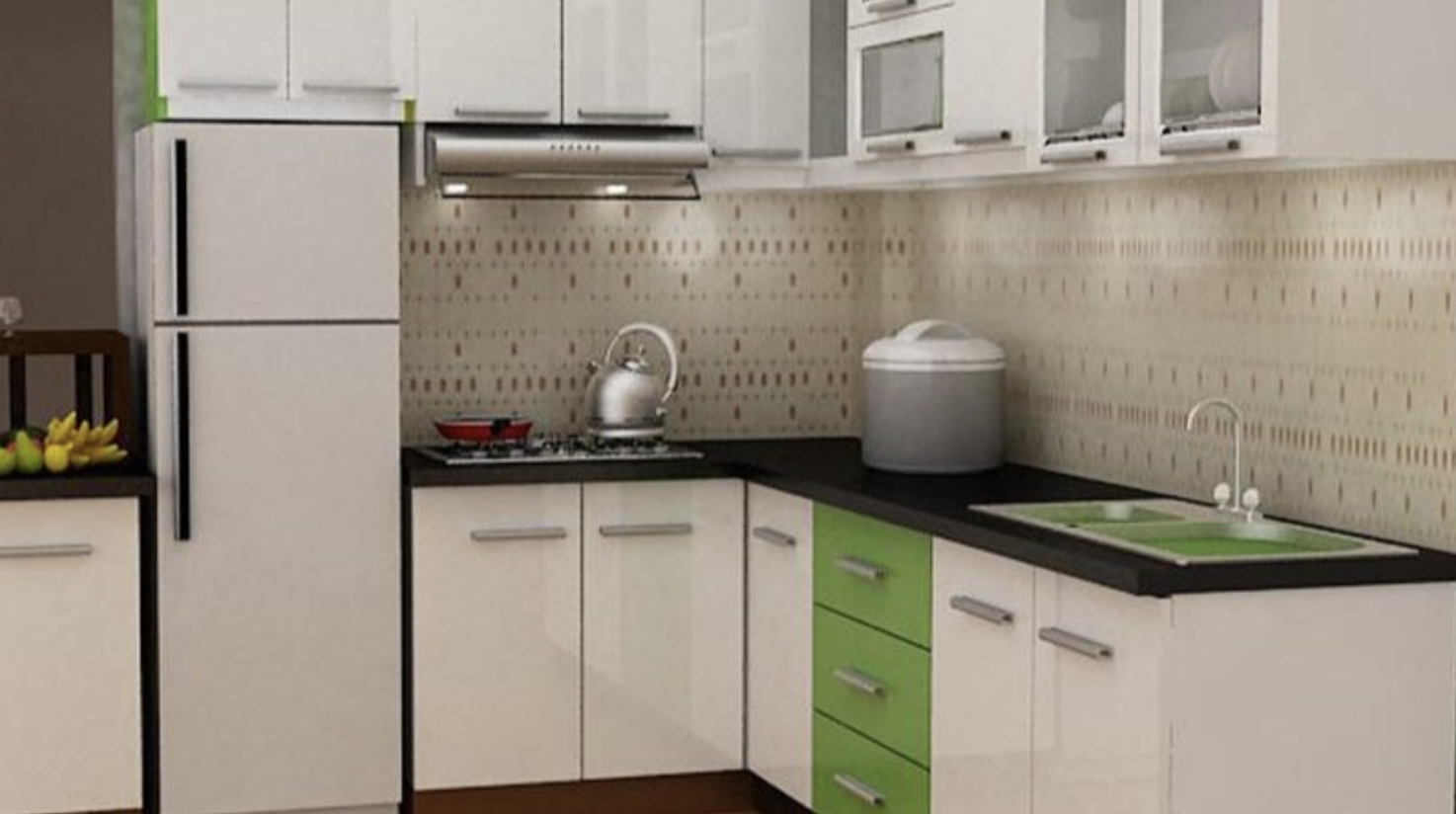 Bố trí bếp nấu và bồn rửa vuông góc