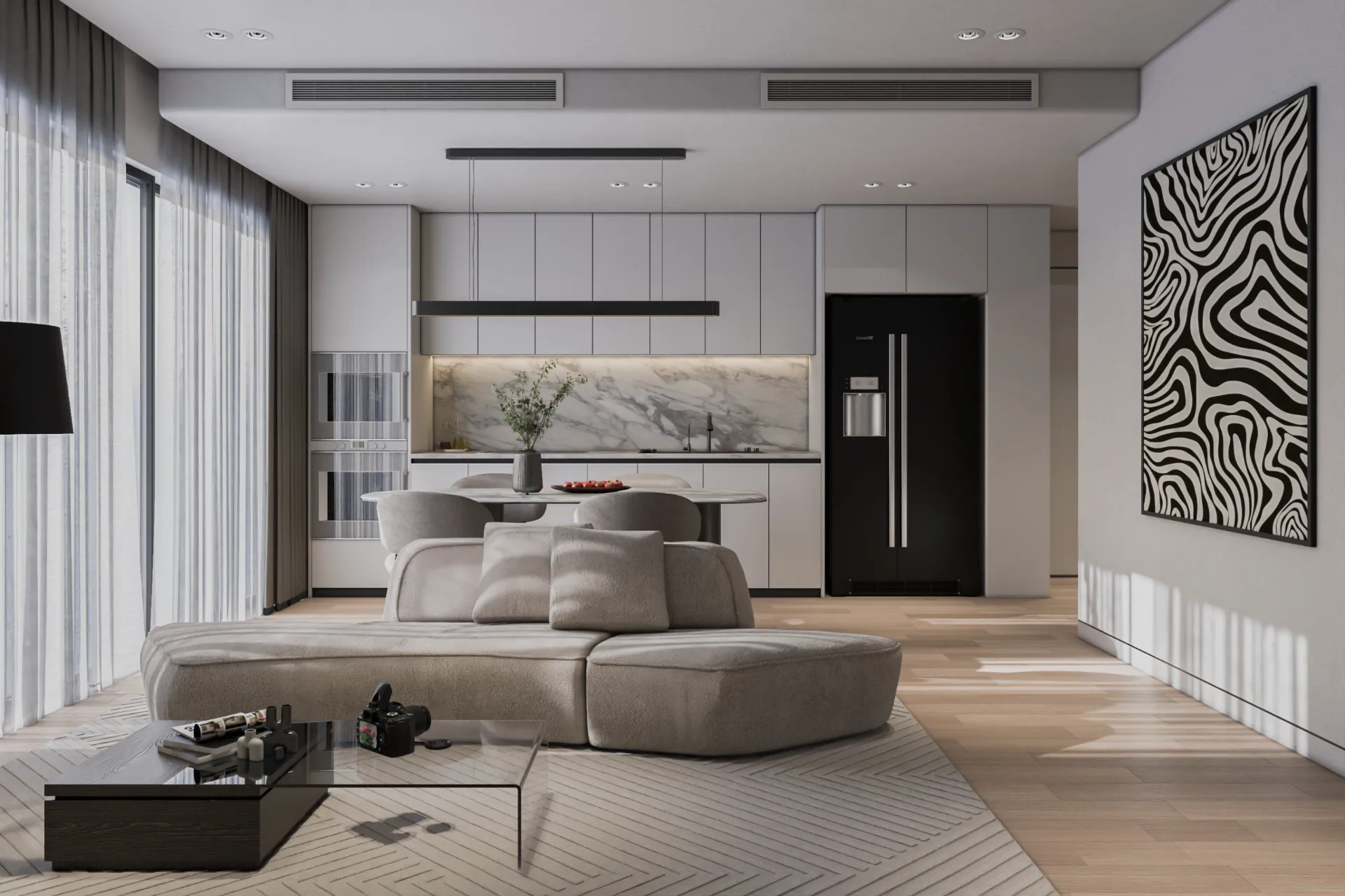 Phòng khách căn hộ do IMP Interior thiết kế và thi công tại Đà Nẵng
